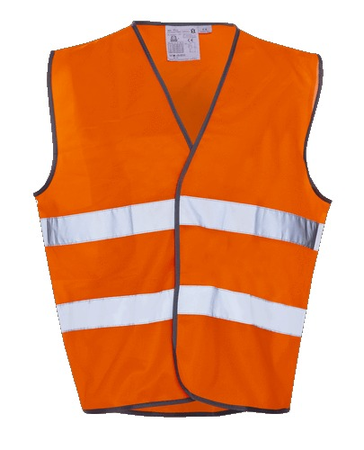 Gilet haute visibilité bandes parallèles réglable orange fluo/argent TU - VET3029GT