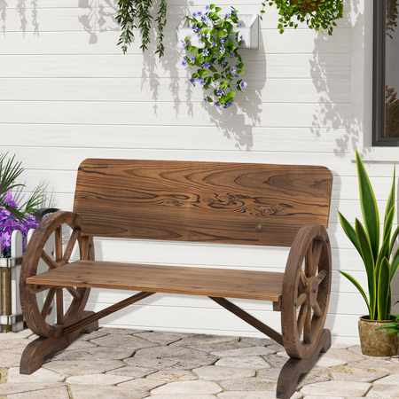 Banc de jardin 3 places style rustique chic bois sapin traité carbonisation