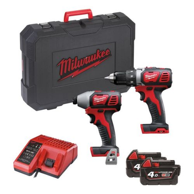 Pack 2 outils M18 18V BPP2D-402C (M18 BDD-402C/M18 BID-402C) + 2 batteries 4 Ah + chargeur en coffret - MILWAUKEE TOOL -4933447126