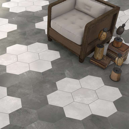 RIFT HEXAGONO GRAFITO Carrelage aspect béton antracite