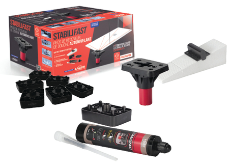 Coffret STABILIFAST + rehausses pour receveur de douche - LAZER - 150670