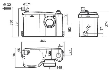 Broyeur adaptable W12PRO WC + lavabo et douche - WATERMATIC - FRW12PRA6319