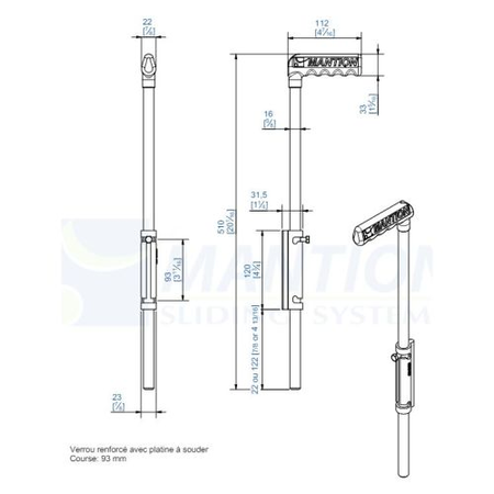 Verrou à douille renforcé à souder tige zinguée 16x500mm - MANTION - 1316SO