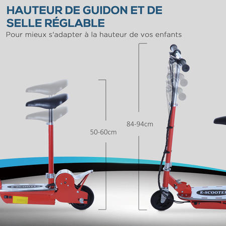 Trottinette électrique avec selle pour enfant