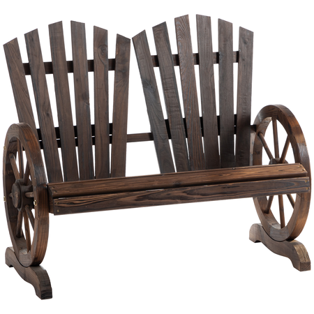 Banc de jardin 2 places Adirondack rustique chic sapin carbonisé