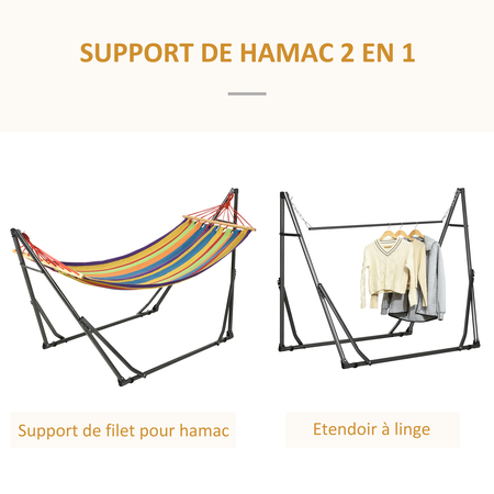 Hamac de jardin pliable avec support acier époxy et toile