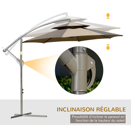 Parasol déporté octogonal inclinable Ø 2,67 x 2,65H m