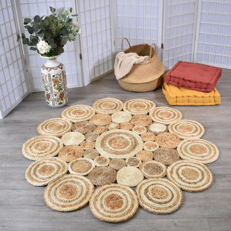 Tapis rond en jute tissé main WOOD Care&Fair