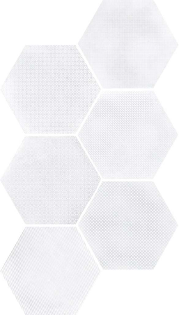 URBAN HEXA MELANGE LIGHT - Carrelage 29,2 x 25,4 cm Patchwork Hexagonal aspect béton Blanc