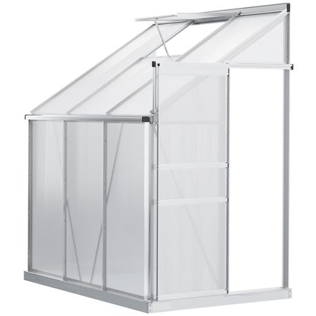 Serre de jardin adossée aluminium polycarbonate 2,44 m² fenêtre porte coulissante