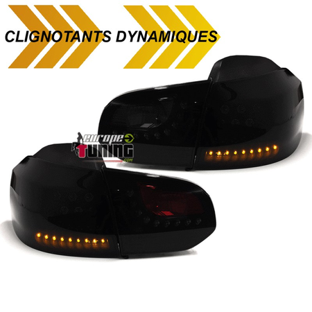 FEUX NOIRS PACK SPORT AVEC CLIGNOTANTS DYNAMIQUES A LED POUR VW VOLKSWAGEN GOLF 6 (04832)