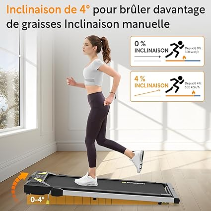 Tapis de Course 4 en 1 FreepiFitness – Tapis de Marche Pliable avec Inclinaison, Vitesse 12 km/h, pour Sport à Domicile