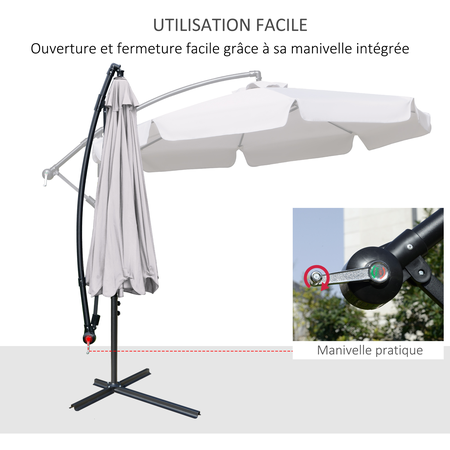 Parasol déporté octogonal inclinable Ø 2,65 x 2,45H m