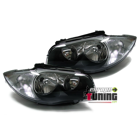 PHARES FEUX AVANTS FOND NOIR BMW SERIE 1 E87 / E88 / E81 / E82 2004 à 2011 (13705)