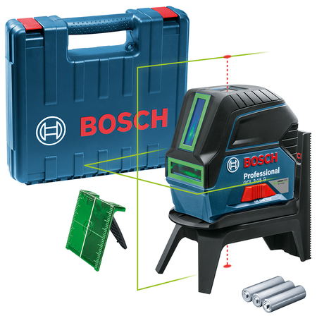 Laser points et lignes GCL 2-15 G Professional + 3 piles 1,5V + coffret - BOSCH - 0601066J00