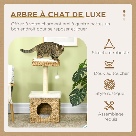 Arbre à chat style cosy chic jacinthe d'eau aspect fourrure