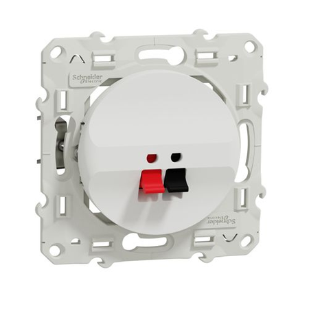 Prise haut-parleur ODACE 1 sortie bornes pression fixation par vis blanc - SCHNEIDER ELECTRIC - S520487