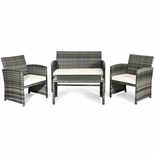 Salon de jardin CUBA acier gris 2 fauteuils 1 banc 1 table - TE07