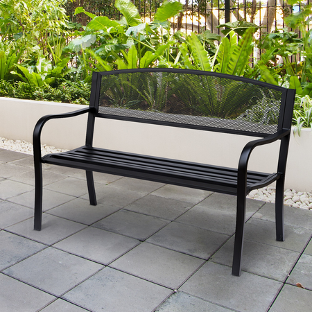 Banc 3 places de jardin style contemporain noir