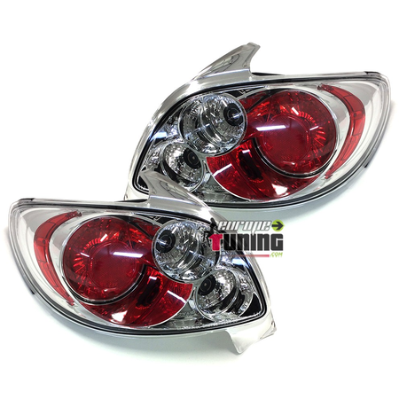 FEUX ROUGES CHROME AVEC LISERET ROUGE PEUGEOT 206 et 206 + (03407)