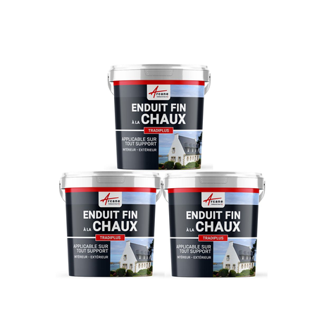 Enduit chaux fin pour décoration intérieure et extérieur - TRADIPLUS-3 x 15 kg Vérone - Beige Marron-ARCANE INDUSTRIES