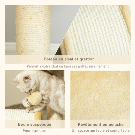 Arbre à chat griffoir grattoir design peluche sisal naturel