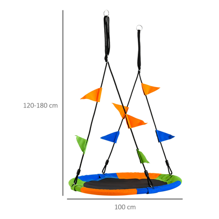 Balançoire nid d'oiseau rond Ø 100 cm multicolore