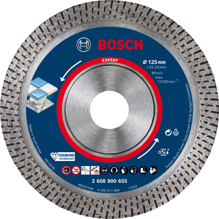 Disque à tronçonner diamanté Expert HardCeramic 125x22,23x1,4x10mm - BOSCH - 2608900655