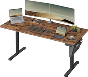 SONGMICS Bureau Électrique Réglable en Hauteur 160×70 cm – Table Assis-Debout Mémoire 4 Positions, Marron Rustique LSD136K01