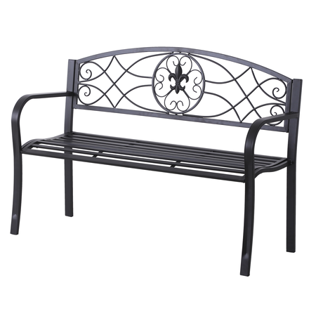 Banc de jardin 2 places néo-rétro métal époxy noir