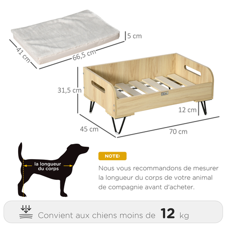 Canapé chien chat style cosy naturel avec coussin aspect fourrure blanc