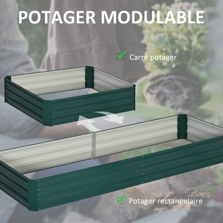 Carré potager de jardin tôle d'acier ondulée vert