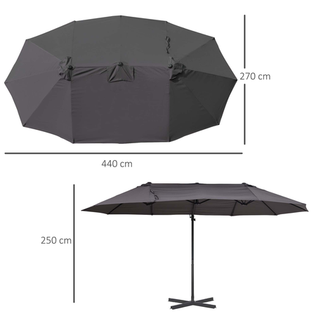 Parasol déporté grande taille inclinable acier polyester