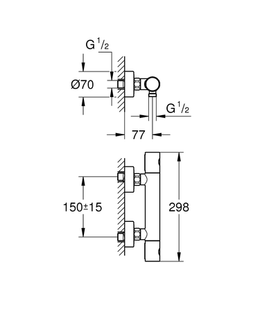 Mitigeur de douche thermostatique GROHTHERM 800 COSMOPOLITAN bicommande - GROHE - 34771-000