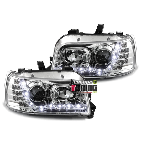 PHARES FEUX AVANTS CHROME LED DEVIL EYES RENAULT CLIO 1 1990-1996 (x13556)