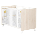 Lit bébé en bois BABY PRICE - Scandi gris - 120x60 - Sommier réglable -