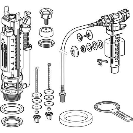 Mécanisme de chasse complet 3/6l double touche alimentation d’eau universelle type 290-380 - GEBERIT - 283.304.21.2