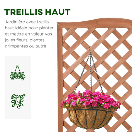 Jardinière sur pieds avec treillis bois sapin pré-huilé