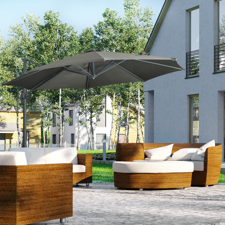 Parasol déporté octogonal inclinable Ø 2,94 x 2,48H m