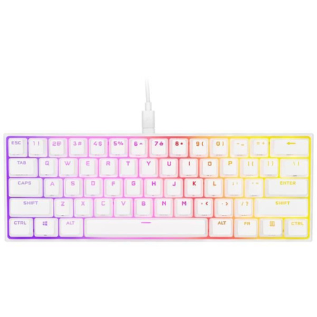 Clavier mécanique Gaming - CORSAIR - K65 RGB Mini 60% - Format compact - RGB - CHERRY MX Red - Blanc - (CH-9194110-FR)