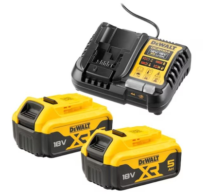 Pack 2 batteries 18V XR 5Ah Li-Ion + chargeur - DEWALT - DCB1104P2-QW