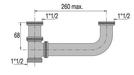 Tubulure pour évier 2 cuves entraxe maximum 260 mm en laiton sans siphon - VALENTIN - 00 380100 009 00