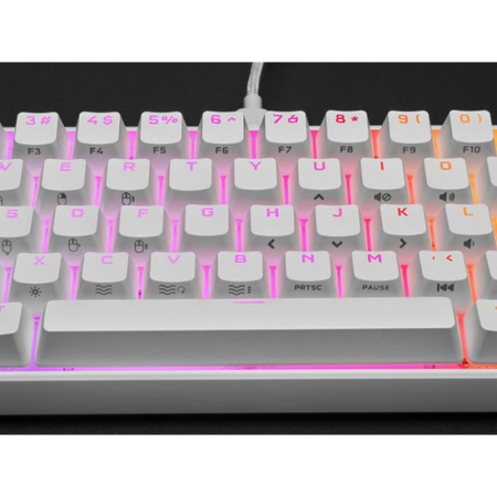 Clavier mécanique Gaming - CORSAIR - K65 RGB Mini 60% - Format compact - RGB - CHERRY MX Red - Blanc - (CH-9194110-FR)