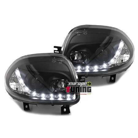 PHARES NOIRS BANDES LED FEUX DEVIL EYES RENAULT CLIO 2 / CLIO B 1998-2001 (13638)