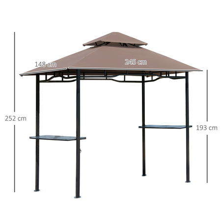 Pavillon abri tonnelle de jardin pour barbecue chocolat