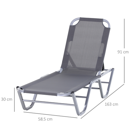 Bain de soleil transat design contemporain dossier inclinable multi-positions