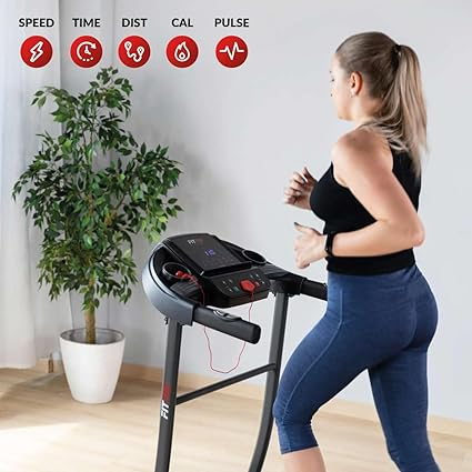 FITFIU Fitness MC-200 - Tapis de Course Pliable, Vitesse Réglable 14 km/h, 1500W, Surface 40x110cm, Moniteur Fréquence Cardiaque, 12 Programmes, Poids Max. 90kg