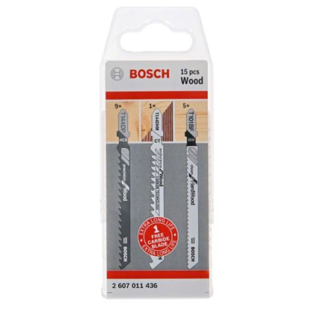 Pack de 15 lames de scie sauteuse pour le bois - BOSCH - 2607011436