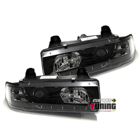 PHARES FEUX AVANTS NOIRS DE JOUR DIURNES DRL BMW SERIE 3 E36 BERLINE TOURING (03324)