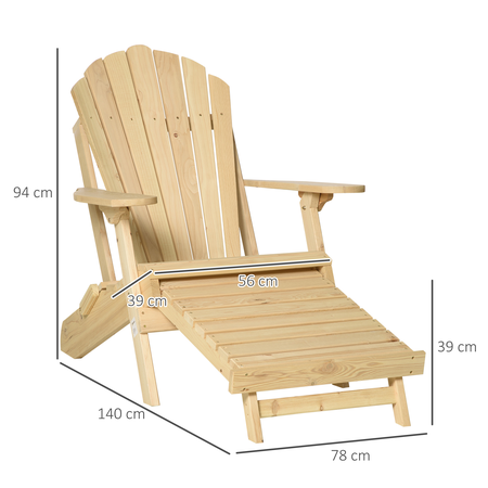 Fauteuil de jardin Adirondack pliable pin naturel